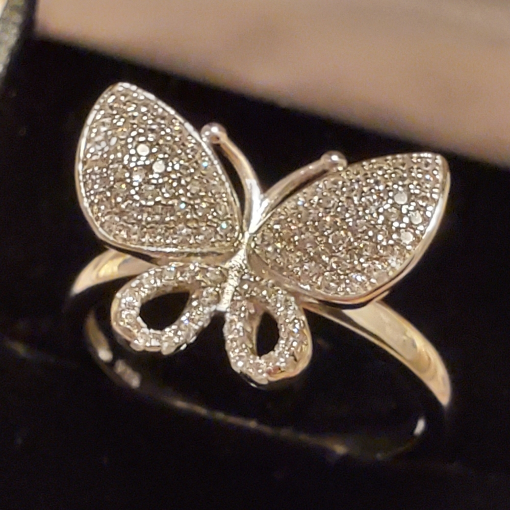 NEW Sterling Silver Butterfly CZ Ring